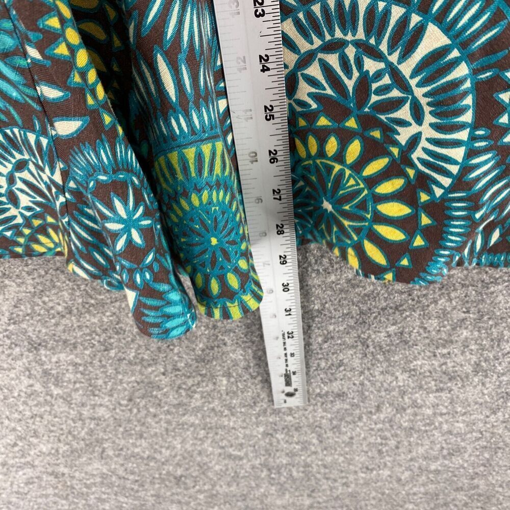 East 5th Skirt Women 10 Blue Geometric A-Line Midi Pull On Linen Mid Rise Casual - Picture 6 of 9